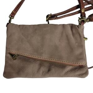 Toscana Convertible Bag Brown Foldover Crossbody Leather Minimalist Clutch Pouch